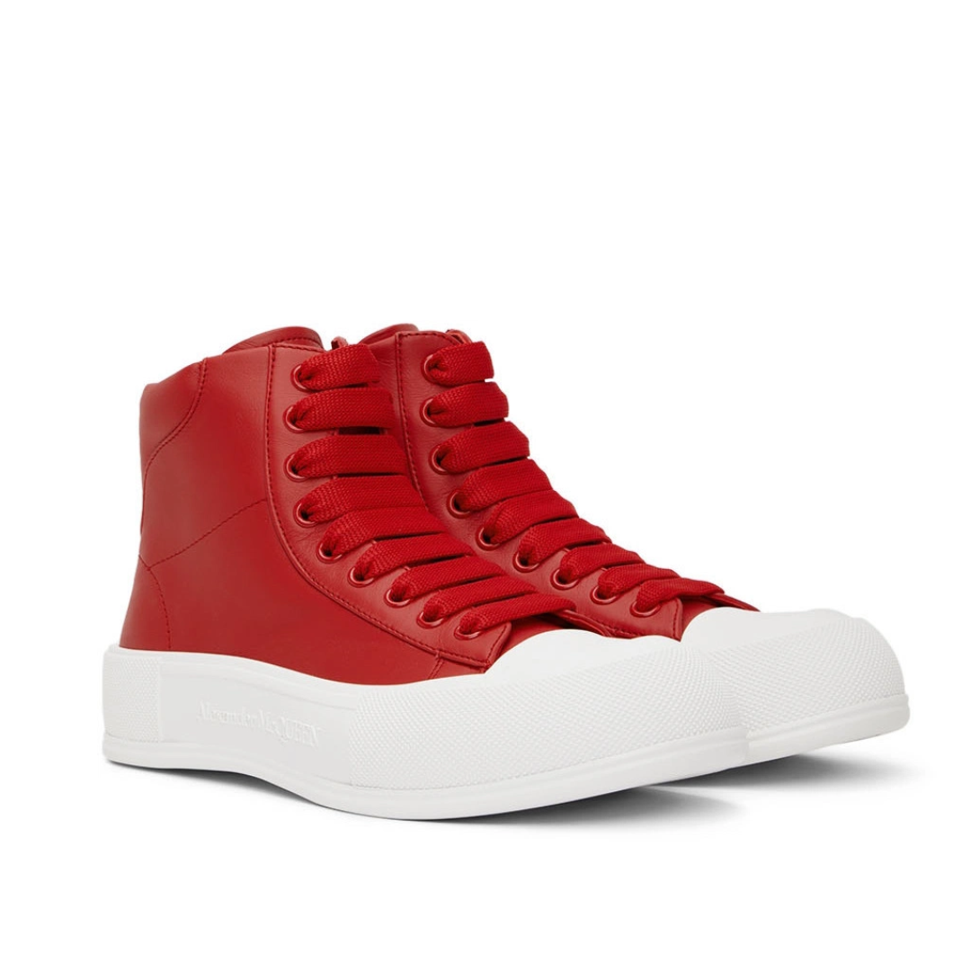 Alexander McQueen Red Leather High Top Sneaker