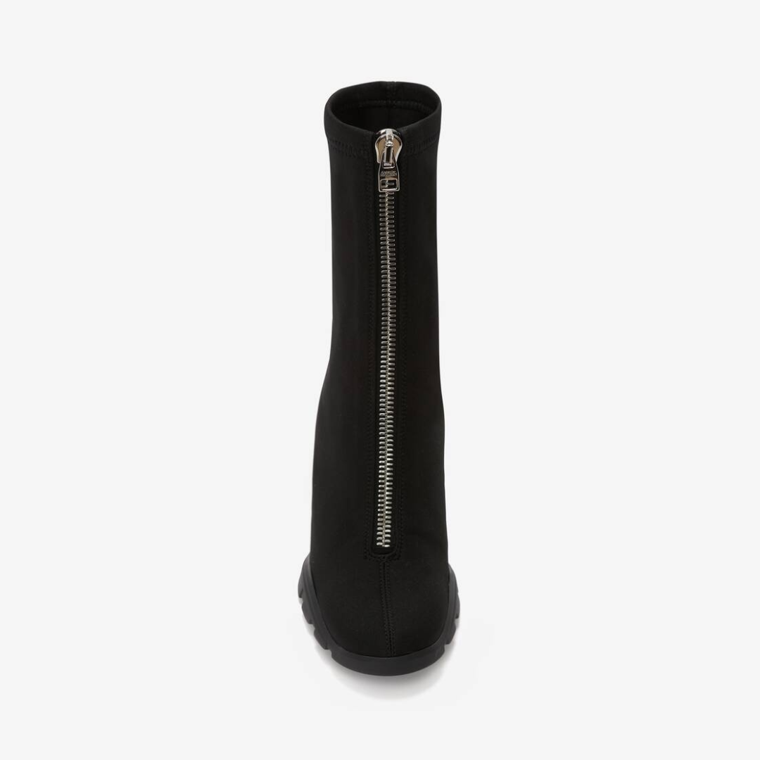 Alexander McQueen Black Stretch Zip Bootie