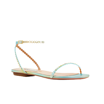 Aquazzura Mini Tequila Flat Sandals Green Meadow