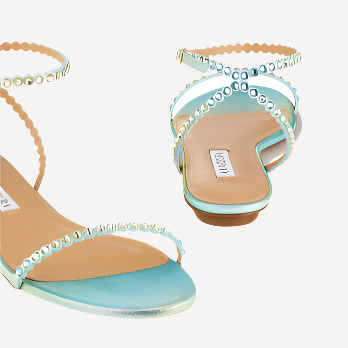 Aquazzura Mini Tequila Flat Sandals Green Meadow