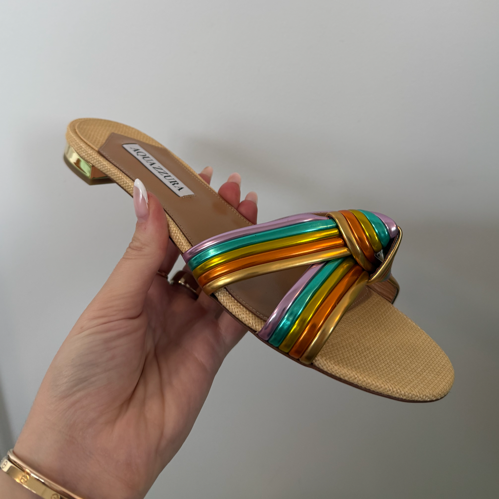 Aquazzura Bacalar Sandal Flat Pastel Rainbow