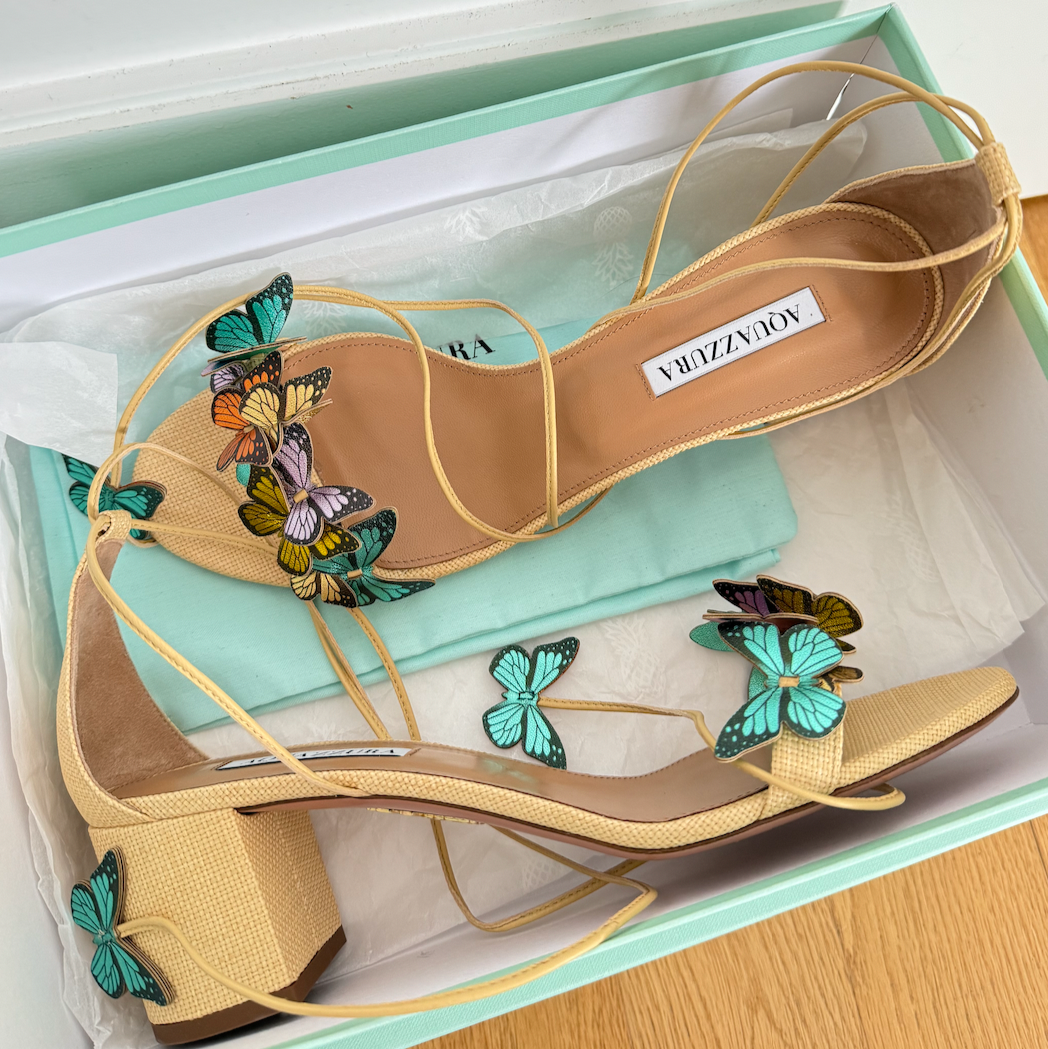 Aquazzura Papillon Sandal 50 Gold Butterflies Leather