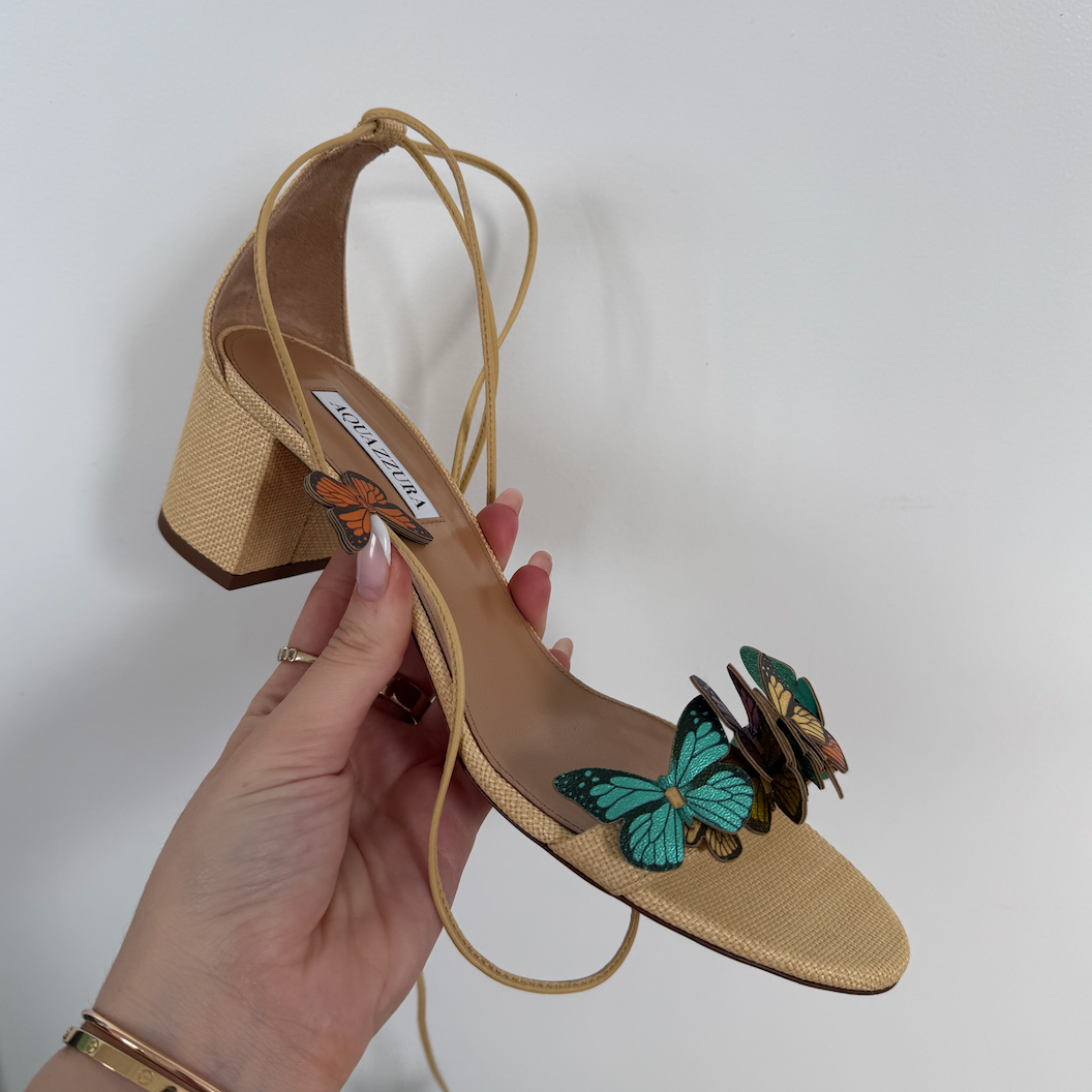 Aquazzura Papillon Sandal 50 Gold Butterflies Leather