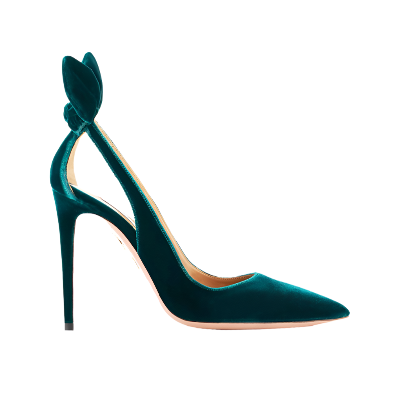 Aquazzura Bow Tie Pumps 105 Velvet English Green