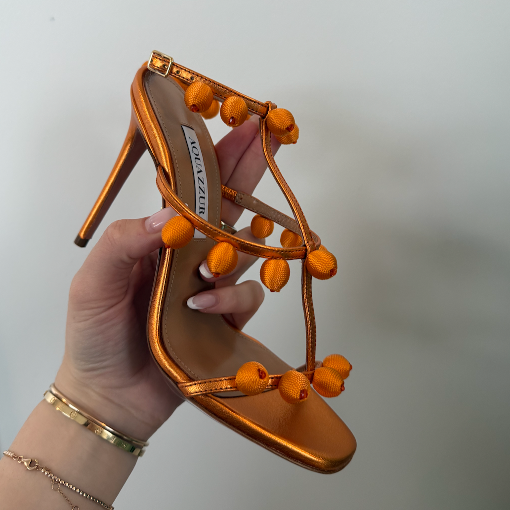 Aquazzura Cha Cha Cha Sandal 105 Mango Heels