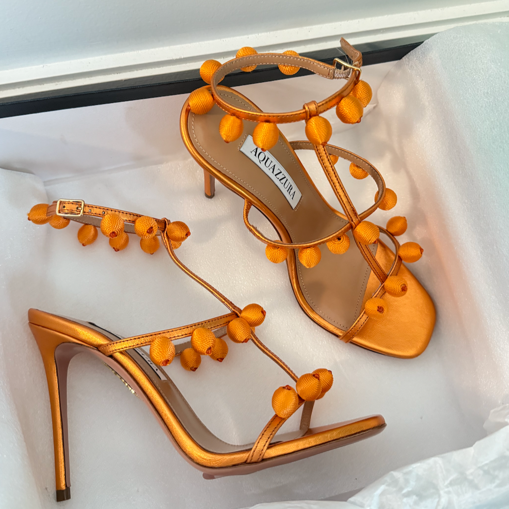 Aquazzura Cha Cha Cha Sandal 105 Mango Heels