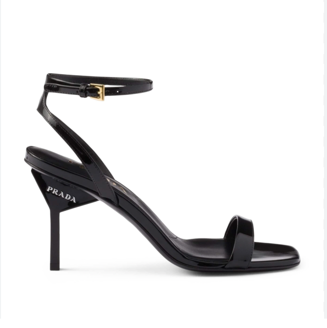 Prada Patent Black Heel Sandals