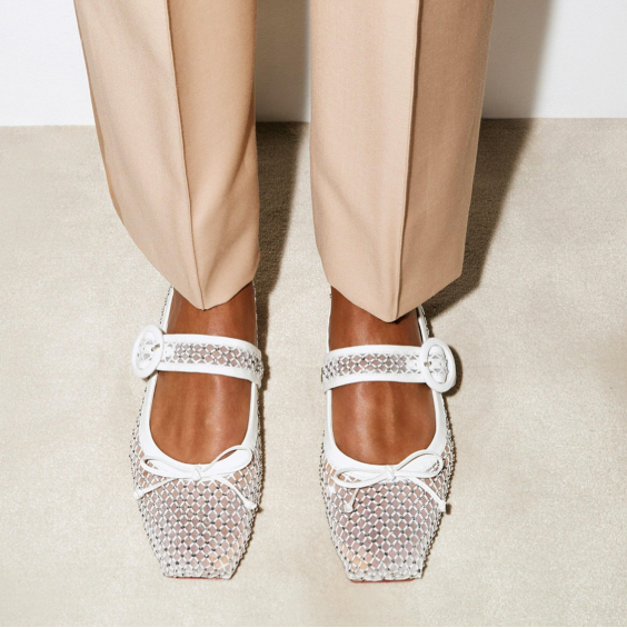 Christian Louboutin Mamastrapit White Flats