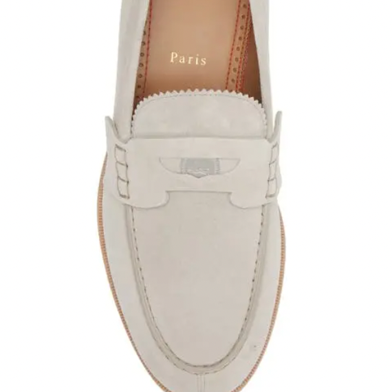 Christian Louboutin Men's Penny Flat Loafers Crosta