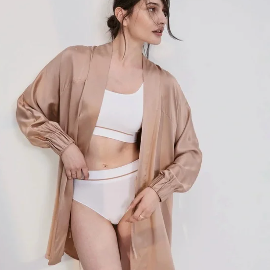 Lunya Washable Silk Robe Optium Tan