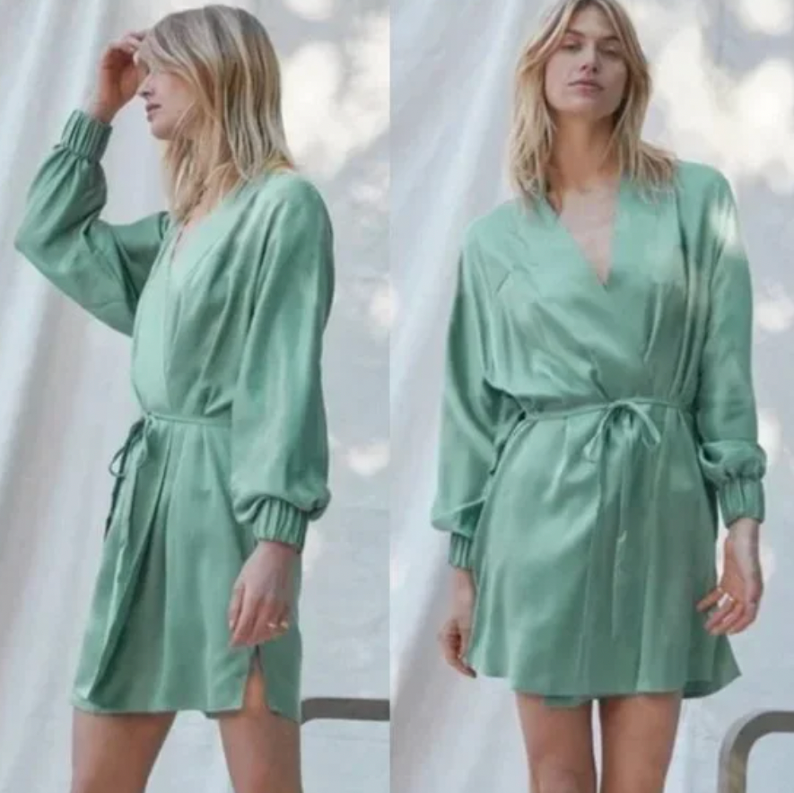 Lunya Washable Silk Robe Peaceful Green