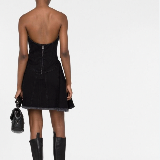 Alexander Mcqueen Denim Strapless Mini Dress