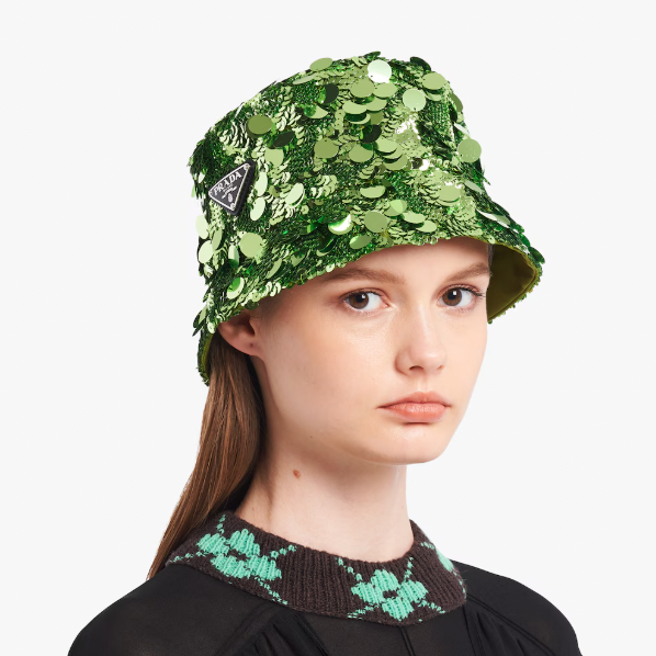 Prada Green Sequin Bucket Hat
