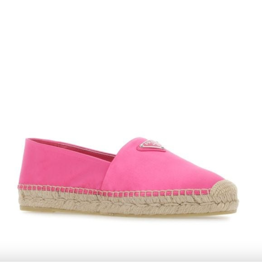 Prada Pink Satin Espadrilles Logo