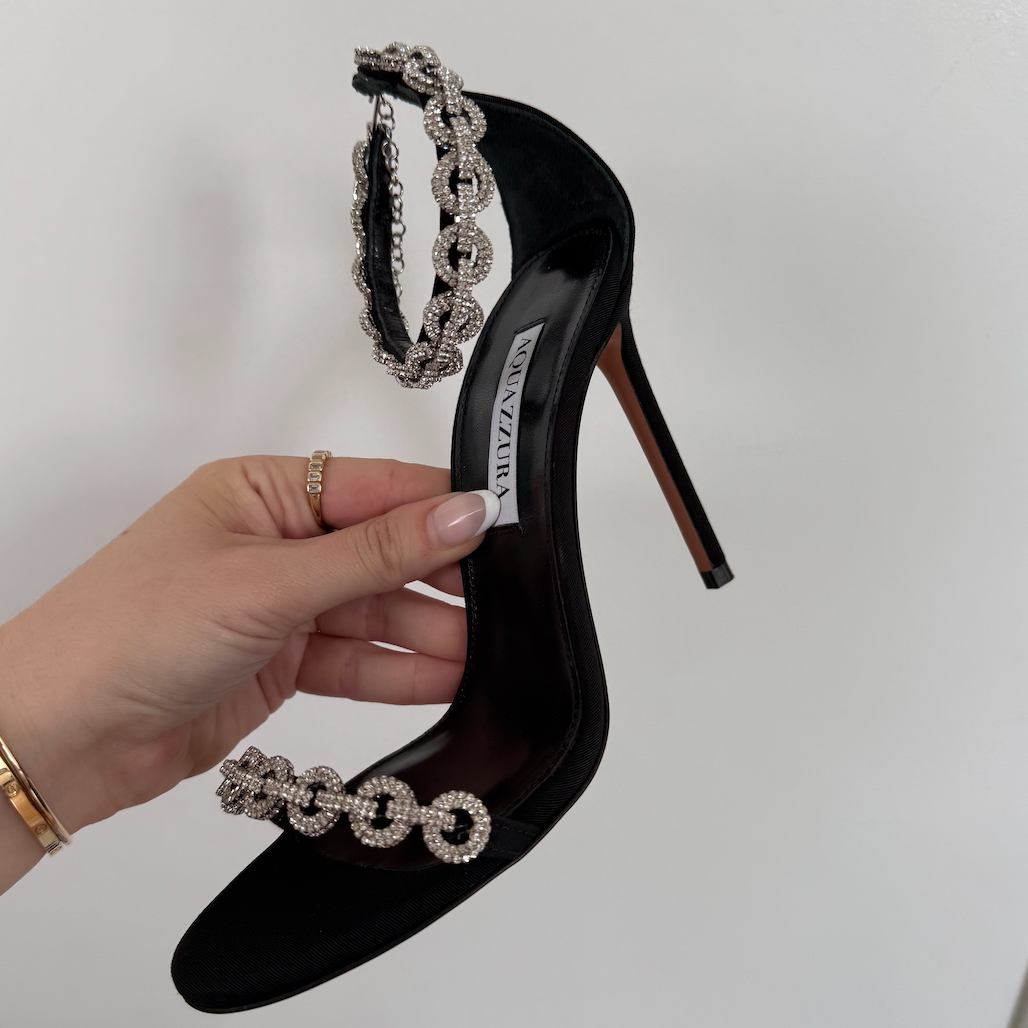Aquazzura Love Link Sandals 105 Black Heels