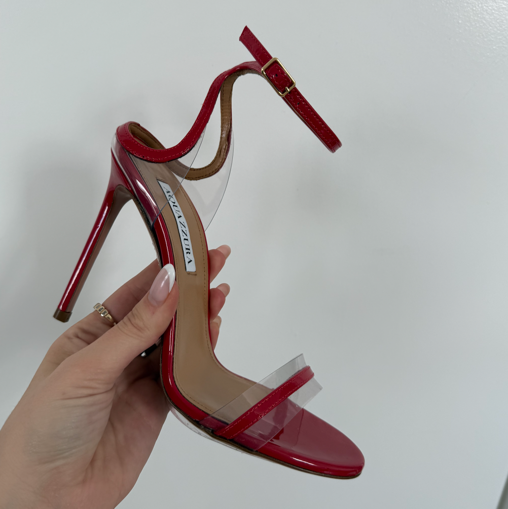 Aquazzura Sting Sandal 105 Red Patent Pumps