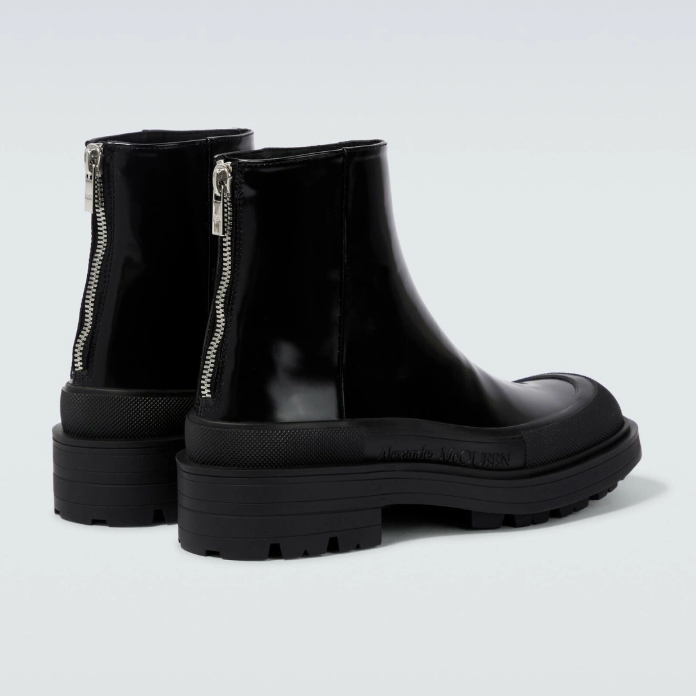 Alexander McQueen Stack Leather Zip Boots