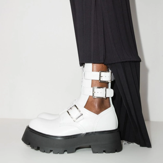 Alexander McQueen Buckle Fasted Cage Bootie