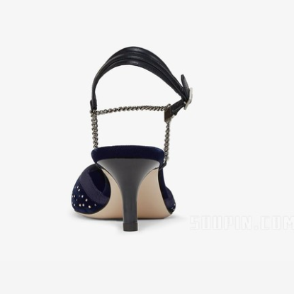 Fendi Colibri Navy Velvet Kitten Slingback