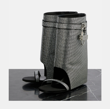 Givenchy Shark Lock Satin Strass Sandals