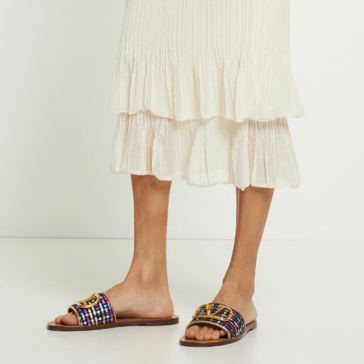 Valentino Woven Logo Slides Multi