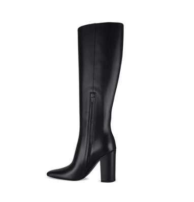 Valentino Black Leather Logo Tall Boots