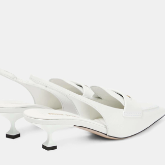 Miu Miu White Penny Kitten Heel
