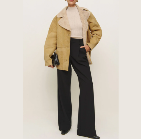 Reformation x Veda Suede Shearling Jacket