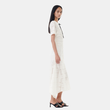 Ganni White Eyelet Midi Dress