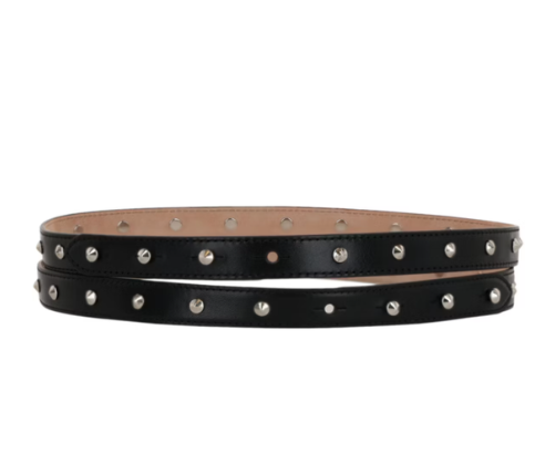 Alexander Mcqueen Thin Studded Leather Belt