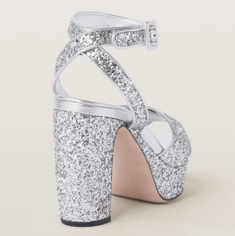 Miu Miu Silver Glitter Pumps