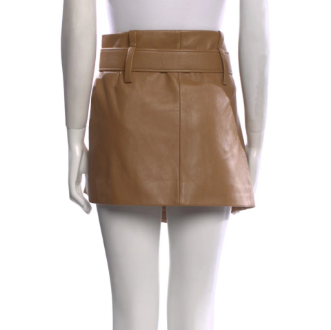 Prada Brown Leather Mini Belted Skirt