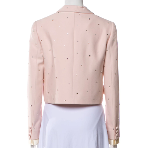 Miu Miu Pink Embellished Rhinestone Blazer Pink
