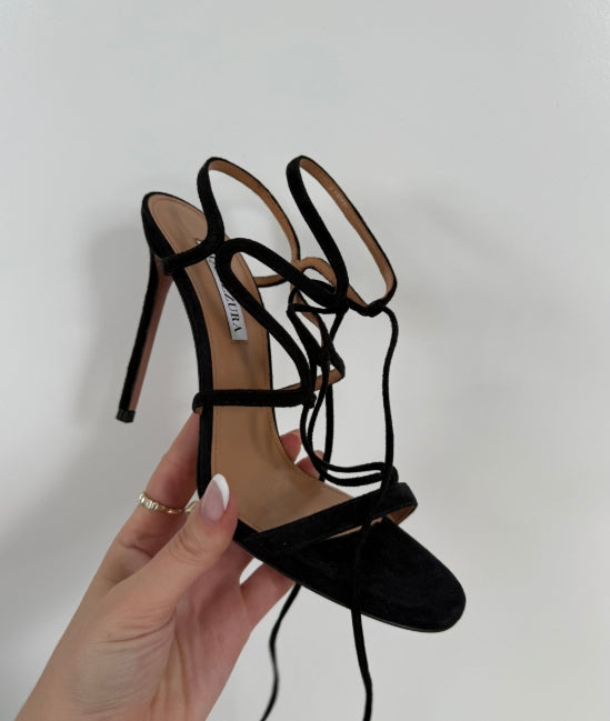 Aquazzura Aliya Suede 105 Black Suede