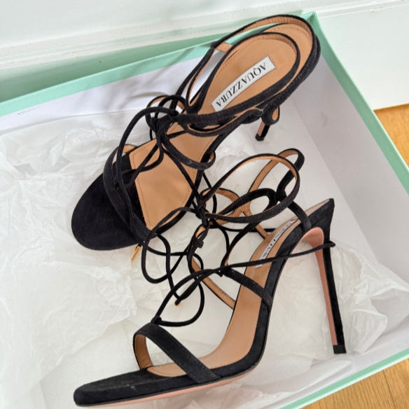 Aquazzura Aliya Suede 105 Black Suede