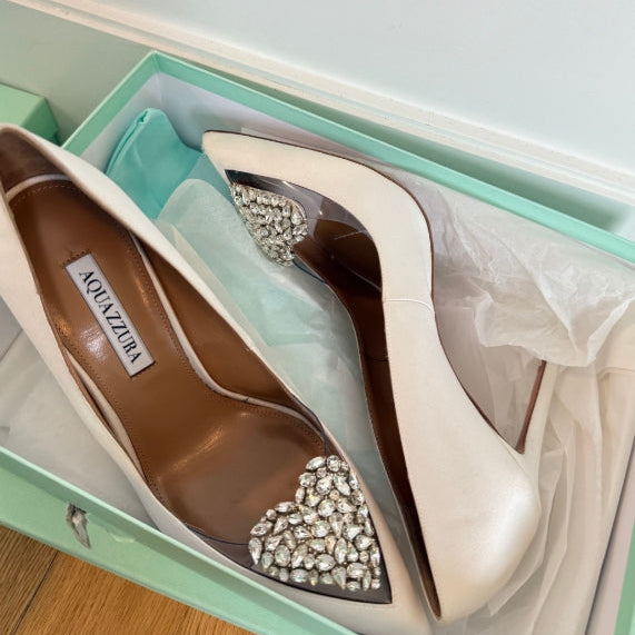 Aquazzura Love Me Pump 105 White Satin PVC