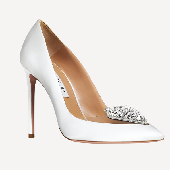 Aquazzura Love Me Pump 105 White Satin PVC