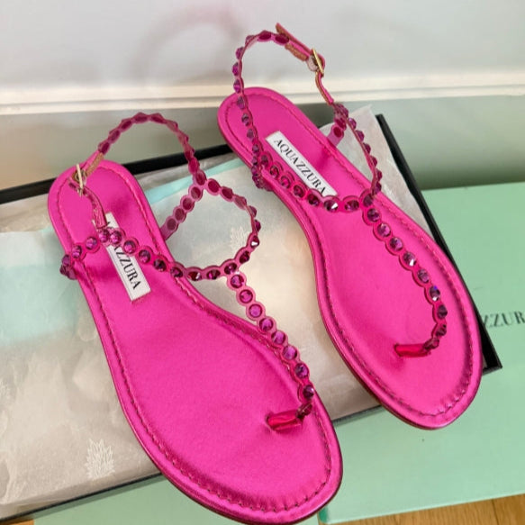 Aquazzura Tequila Plexi Thong Flat Framboise