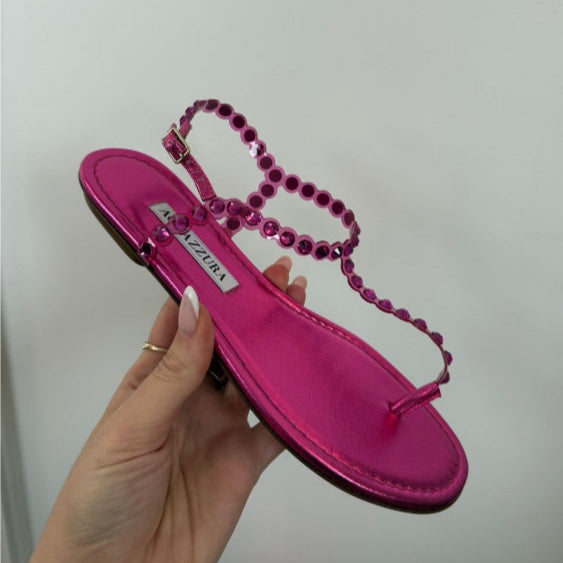 Aquazzura Tequila Plexi Thong Flat Framboise