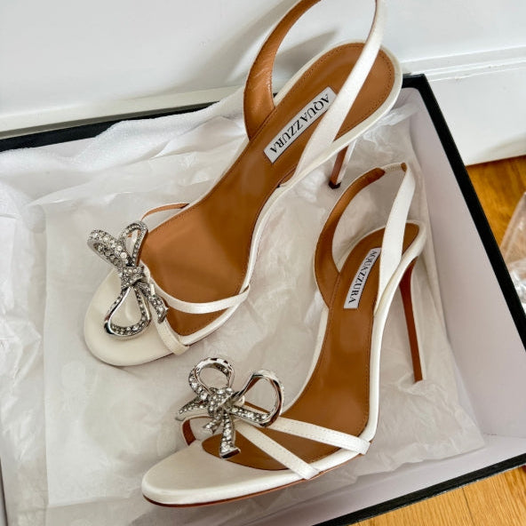 Aquazzura Babe Sandal 105 White Satin