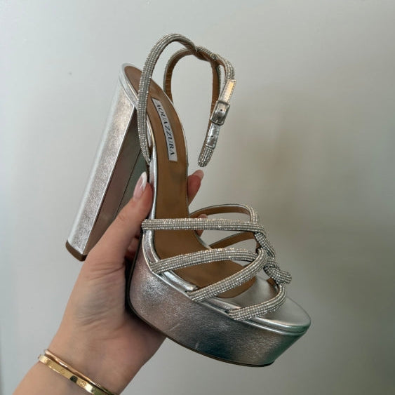 Aquazzura Moondust Sandal Plateau 140 Silver