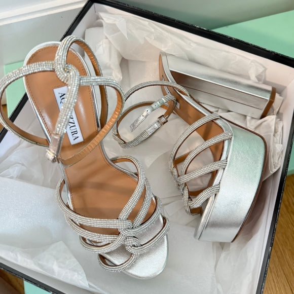 Aquazzura Moondust Sandal Plateau 140 Silver