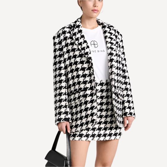 Anine Bing Quinn Houndstooth Blazer