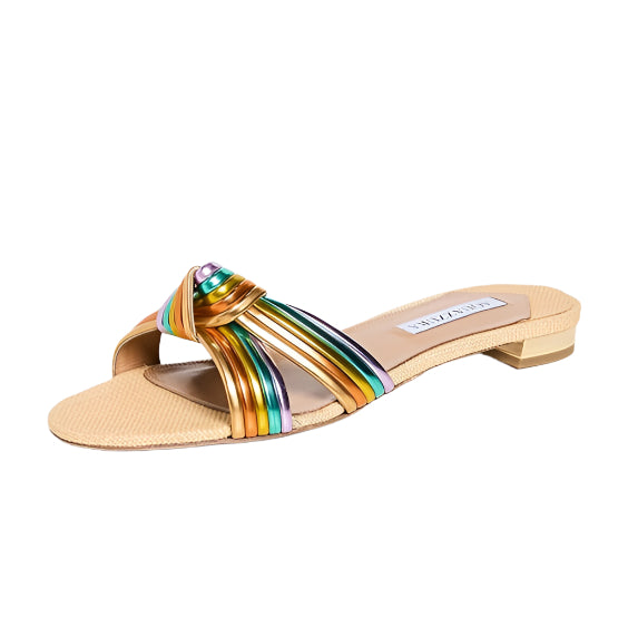 Aquazzura Bacalar Sandal Flat Pastel Rainbow