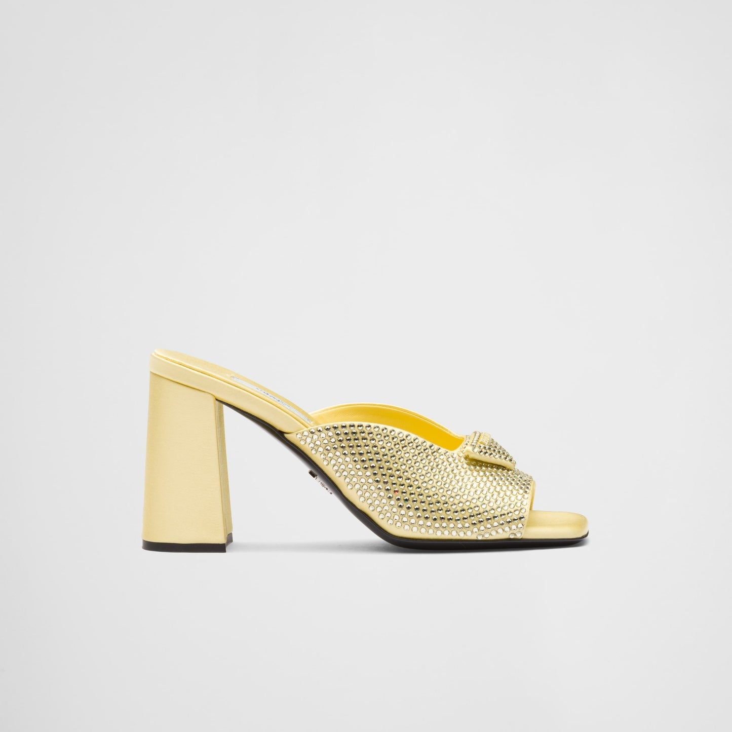 Prada Yellow Crystal Block Heel Pumps