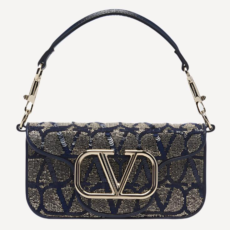 Valentino Beaded Small V Logo Chain Bag