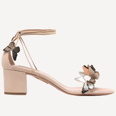 Aquazzura Papillon Sandal 50 Nude Butterflies Suede