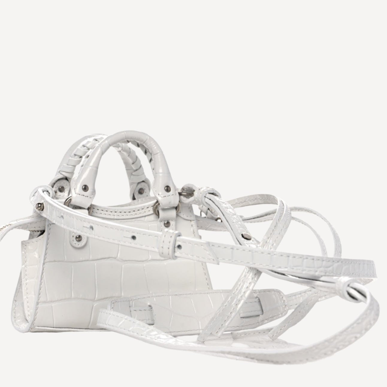 Balenciaga Super Nano Super Classic Bag Croc White