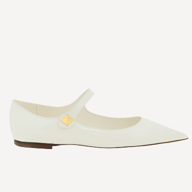 Valentino White Patent Leather Point Toe Flats