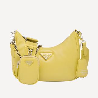 Prada Leather Yellow Padded Re-edition Crossbody Bag